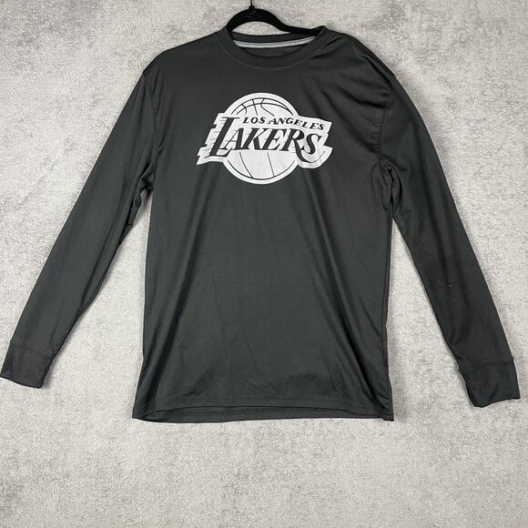 Los Angeles Lakers Shirt Mens Large Black Long Sleeve NBA Basketball Polyester - Picture 1 of 11